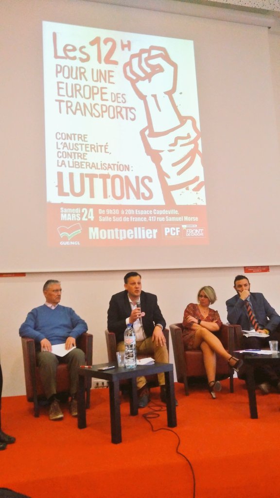 EuropeAutrement's tweet photo. "La #CGT a dans son ADN la lutte contre l'extrême droite"

 #12hPourLesTransports #cheminots #Montpellier https://t.co/FProy75lt3