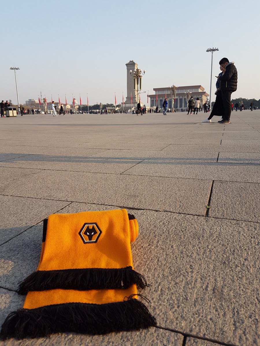 chopperh999's tweet photo. Spreading the @wolves word about the @Nuno revolution here in Tianeman Square @tim_spiers_Star @russellkjones12! The lad says he's glad Benik has had a run in the team and can see him notch 10 before the end of the season #wolvesinchina #fwaw https://t.co/tW3TaVTf7w