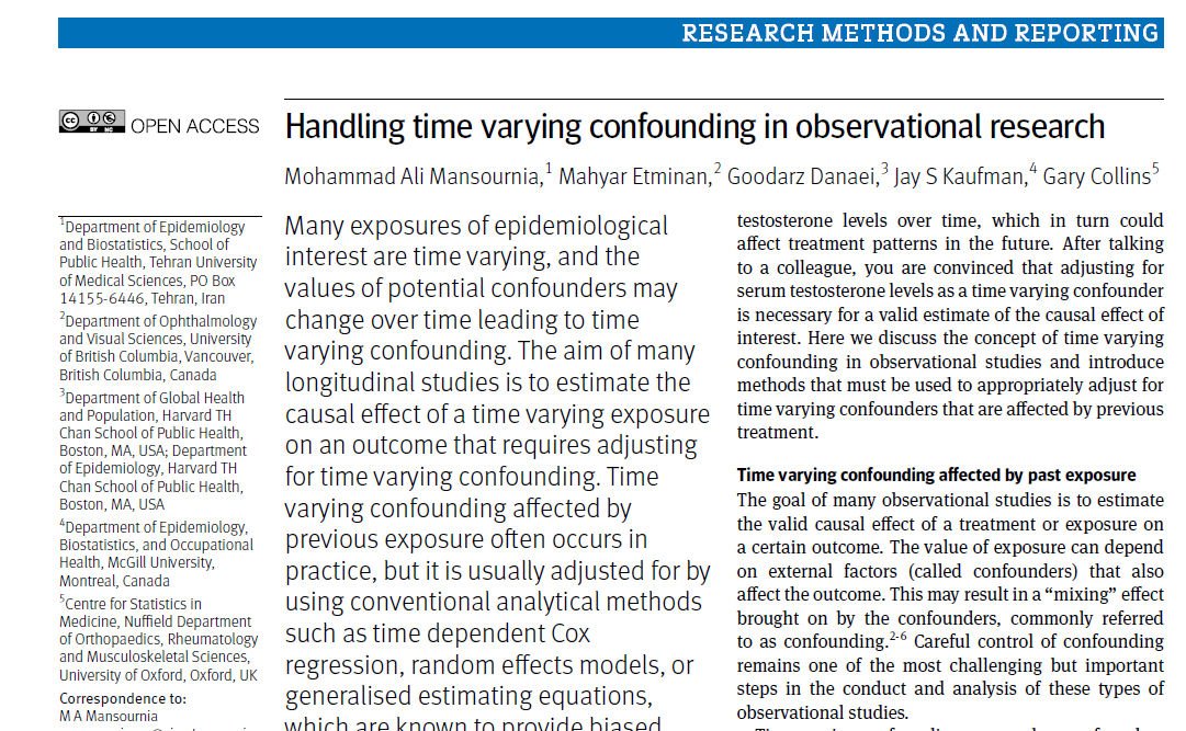 ken_rothman's tweet photo. This is an excellent summary of state of the art methods to control for time-varying confounding, by Mansournia et al, in the BMJ:  https://t.co/IpQTSaFX5f https://t.co/tClHNZu038