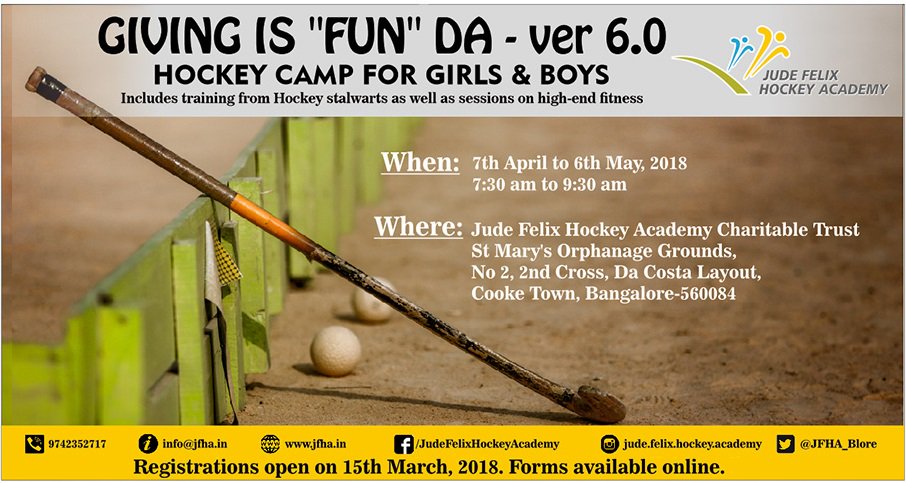 JFHA_Blore's tweet photo. #JFHA #HockeySummerCamp #GIVINGiSFUNda #FieldHockey https://t.co/8qrgUZfo2J
Can't KEEP CALM bcoz only 15 days left #JFHAHockeySummerCamp April 7th to May 6th. 2018.
#HockeyForAll #GivingIsFundaV6 #JFHASummerCamp #whatIsLifewithoutHockey #BornToPlayHockey #JFHAHockeySummerCamp https://t.co/UjxZfXgM6z