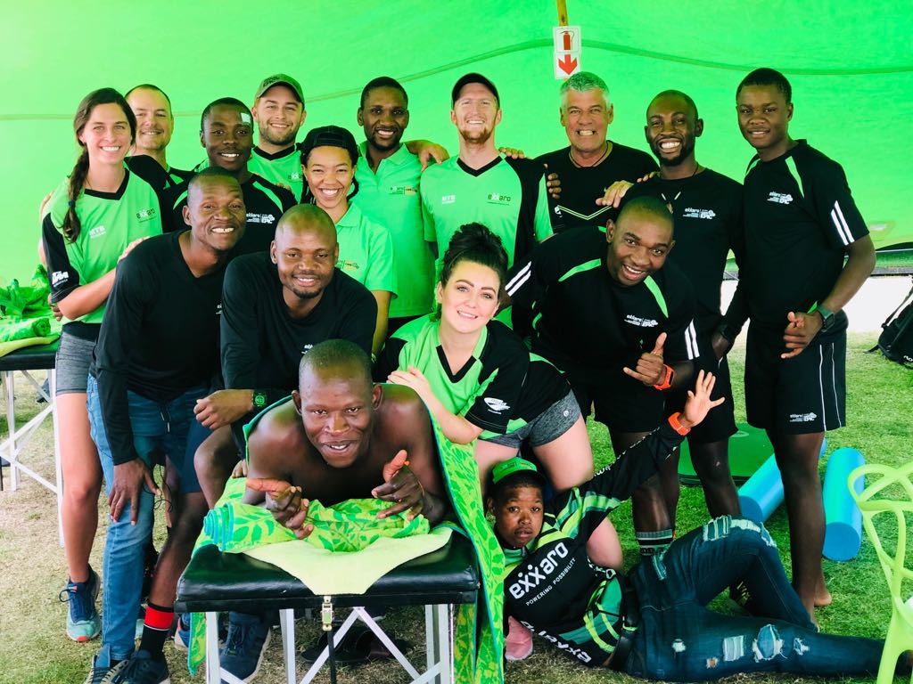 The team behind our daily performances! Our amazing <a href="/ExxaroResources/">Exxaro</a> Greenzone team celebrating with us after completing the 76km <a href="/CapeEpic/">capeepic</a> Stage 6 today! #AbsaCapeEpic2018 #Untamed