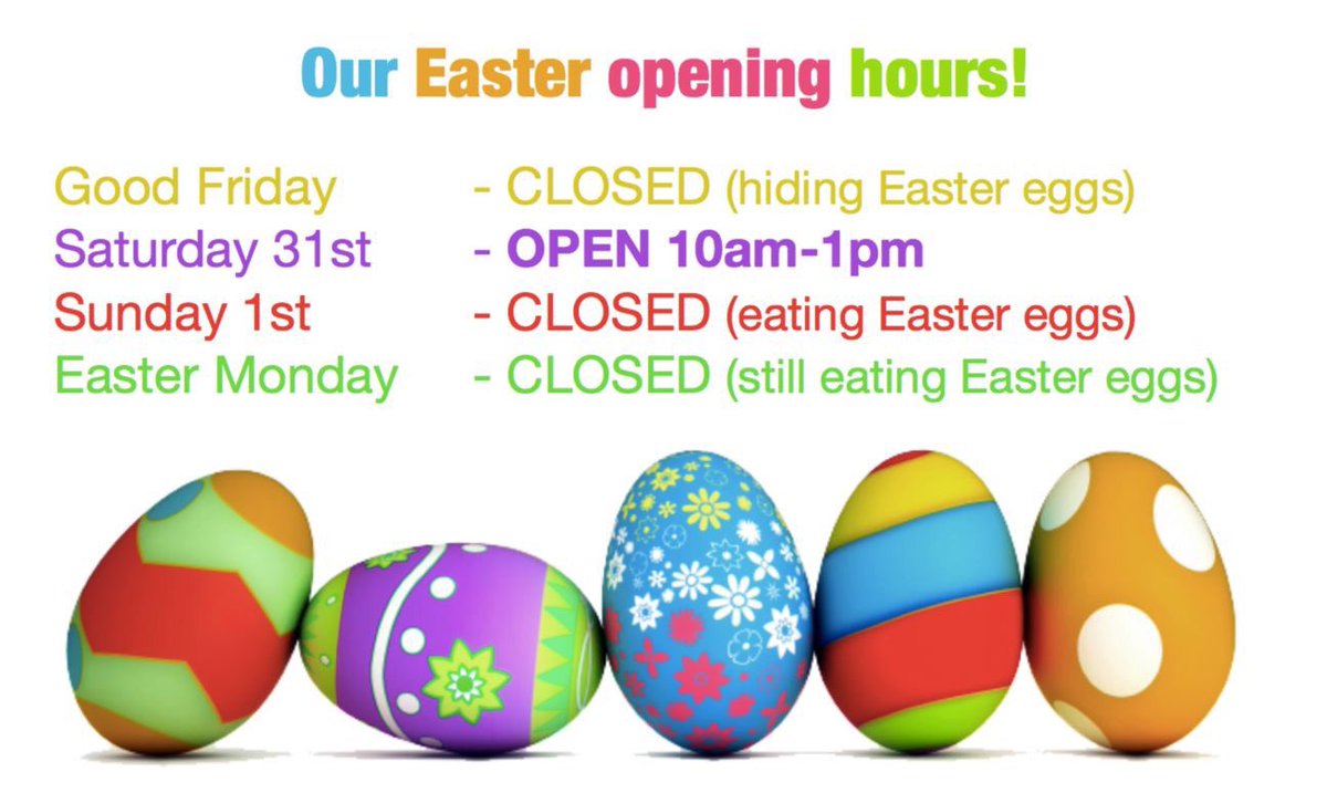 NWIchorley's tweet photo. Our opening times for Easter weekend! Closed on Good Friday and Easter Monday, but open as normal on Saturday 31st! 💝🐰 https://t.co/R71Qq3vEL3