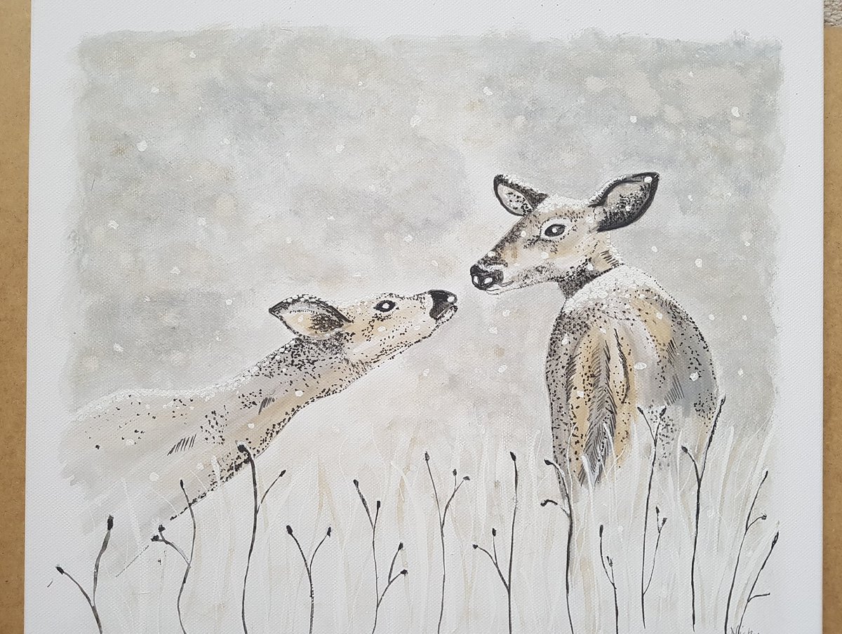 Watercolour on canvas. @cowlingwilcox #deer #wildlifephotography #crafturday #artist #handmade #ForSale #womaninbiz #watercolorpainting #craftmonth