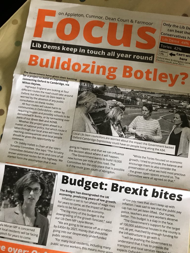 cappucinokid's tweet photo. Why no mention of safeguarding of land for #Cumnor Park &amp; Ride in LPP2 in current #LibDem Focus? Can you please help us raise this issue with the Planning Inspector? @LaylaMoran @emilysmithLD https://t.co/UlgakEiIpD