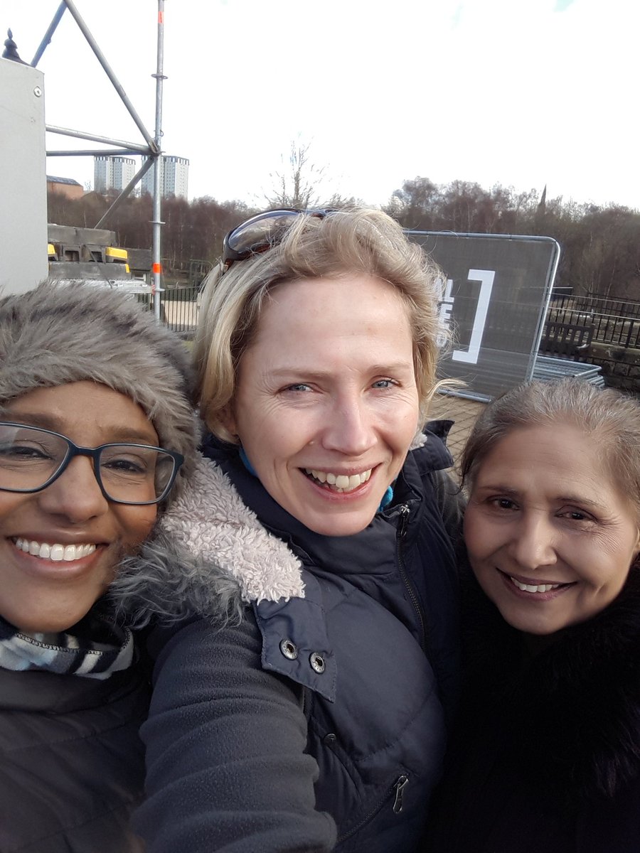NTS_Gillian's tweet photo. Hanging with some of our fab community cast during a mic check. Their smiles are outshining the sun today. @NTSonline  @Arts_NL https://t.co/jUJ5kODl7p