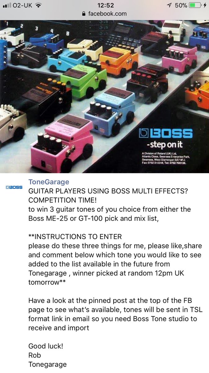 Guitar players , love Boss multi effects? head to Tonegarage on Facebook to join in the fun! @BossFX_US @THEBOSSUK #bossgt100 #bossme25 #bosseffects #multieffects #tonegarage