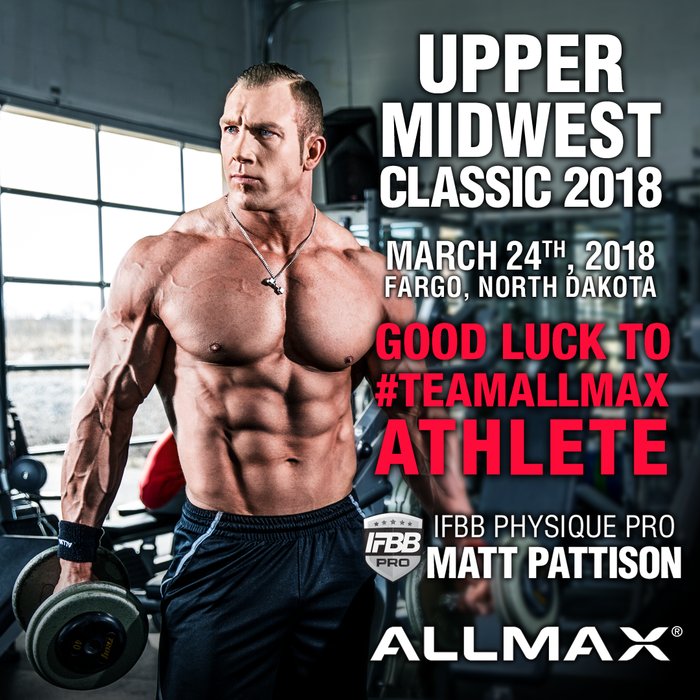 ALLMAX's tweet photo. Good luck to our #TeamALLMAX athlete & #IFBBPro Matt Pattison who is competing today in the #NPCUpperMidwest in Fargo, North Dakota.
Show your support for this athlete with a like & retweet! https://t.co/y9uUgPVLY2