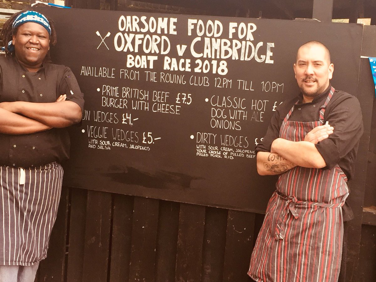 Chefs ready for the race... Come try out delicious boat race treats! #BoatRace2018 #oxfordvscambridge