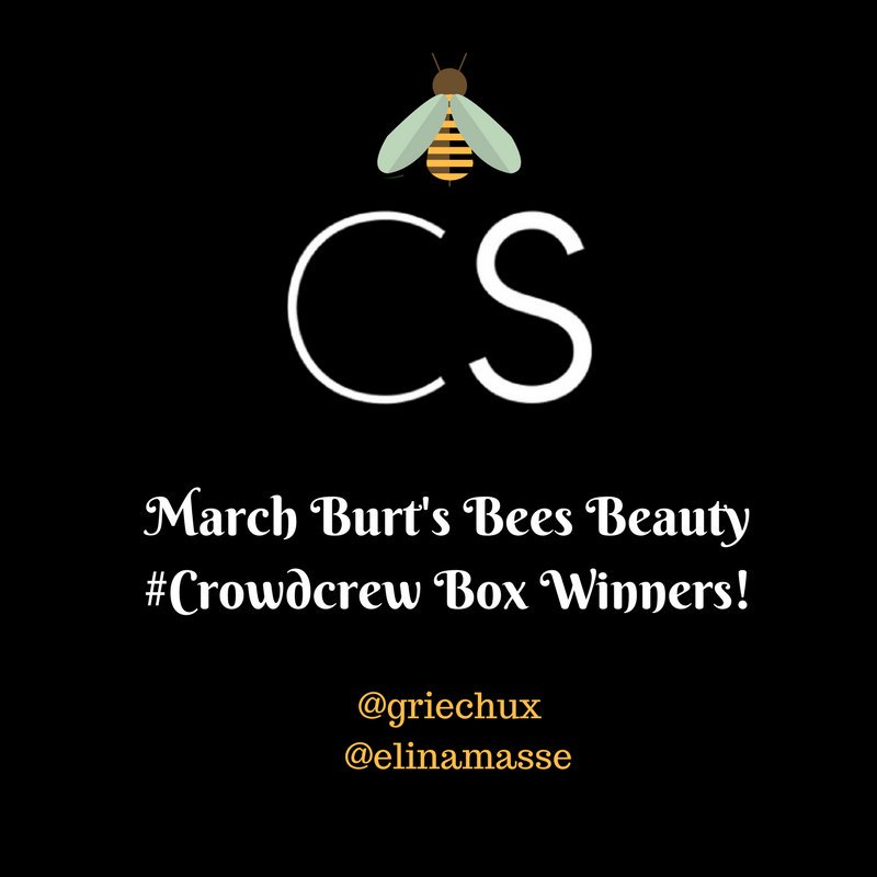 CrowdSocialCA's tweet photo. Congratulations to our March #Crowdcrewbox Winners! We hope you enjoy your Burt's Bees Box and all the great products in it this spring. https://t.co/To36biI9d5
