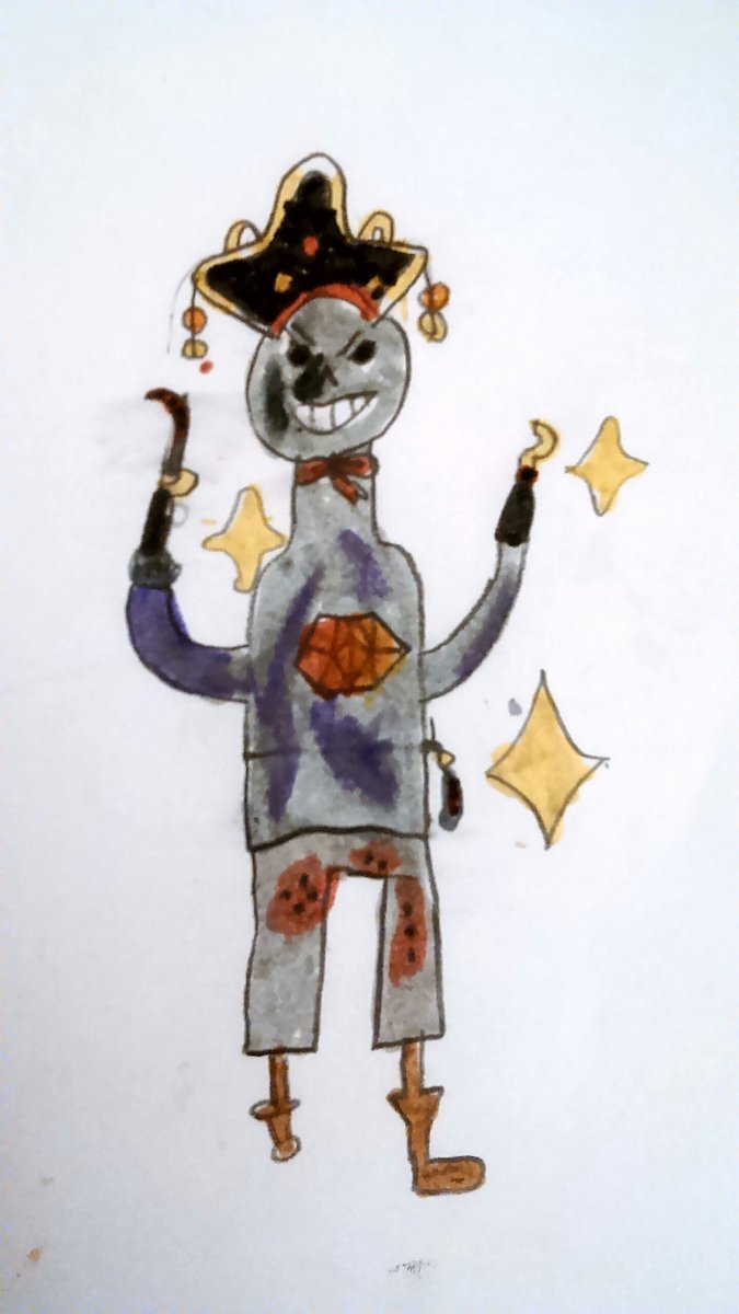 Inspiré par Itsuki et sa technique de "j'assemble des morceaux de jouets pour faire un personnage " voici le clown -pirate-zombie.