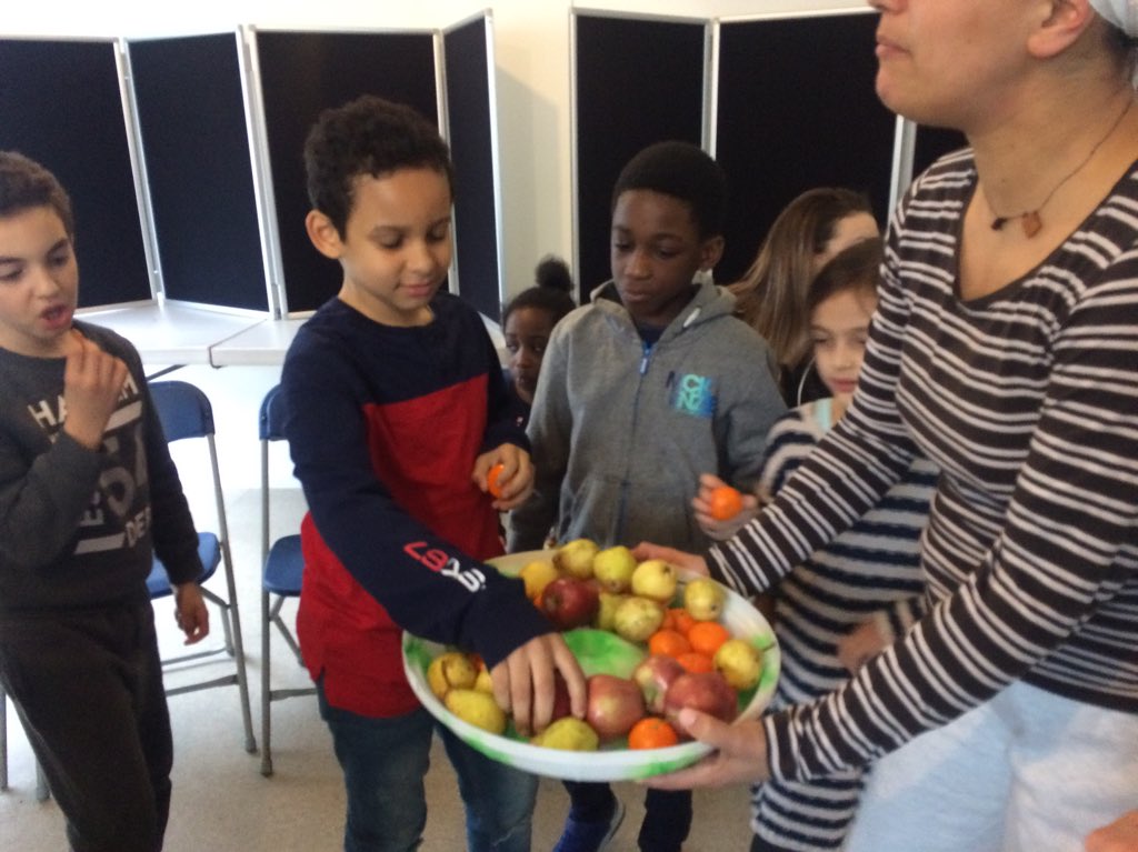 Lovely to see young children queuing up for fruit... there is cake, but no queue for that! 🍎🍇🍓🍐🍒🍅🥑