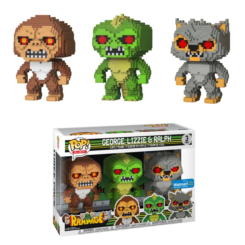 Funko's tweet photo. RT &amp; follow @funko for a chance to win a @Walmart exclusive Rampage 8-Bit Pop! 3-Pack!   
https://t.co/fsueZhzJgG https://t.co/iUXnu8fdRc