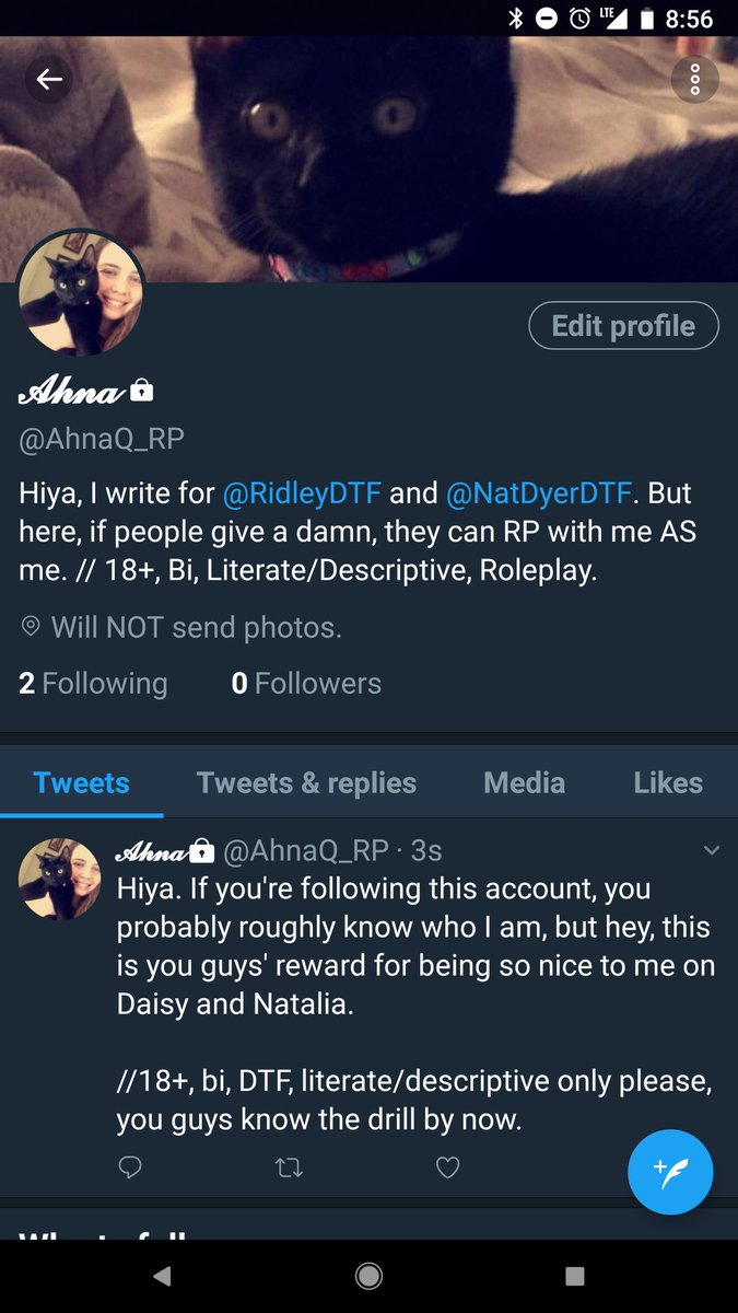 //  to say thank you for being so welcoming, since I said there was a possibility of it happening, I made a writer RP account for me to hopefully feel more confident about my face on the internet. If you wanna, go give me a follow there and we can RP there sometime. <a href="/AhnaQ_RP/">𝓐𝓱𝓷𝓪</a>