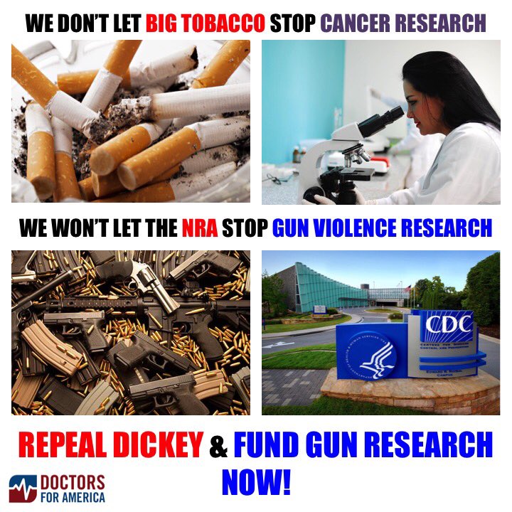 DrSriram's tweet photo. We don't let Big Tobacco stop cancer research. We won't let the @NRA stop #GunViolence research. #RepealDickey #FundGunResearch #MarchForOurLives https://t.co/43GX4TXIgP