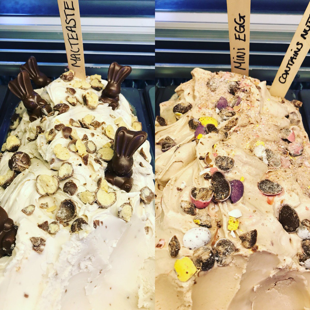 poshicecream's tweet photo. 🐥🍦🐥Our #Easter flavours have arrived !! Today we have #malteaser and #miniegg #icecream come and try a scoop ! #knutsford #cheshire #allmadehere #bespoke #posh #loveeaster 🐥🍦🐥 https://t.co/pJGCzXoJr0