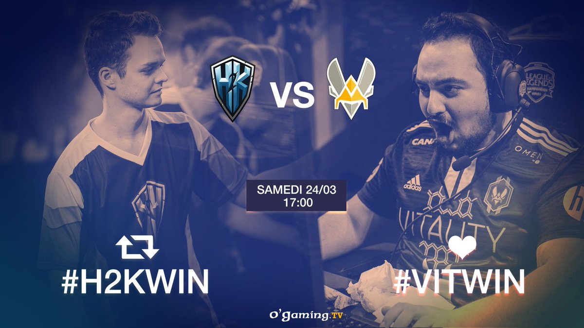 OGTVLoL's tweet image. Dans 2 heures, le second quart #EULCS aura lieu entre @H2KGG et @Team_Vitality ! Quelle équipe vas-tu soutenir ? #H2KWIN ou #VITWIN ? 🔥