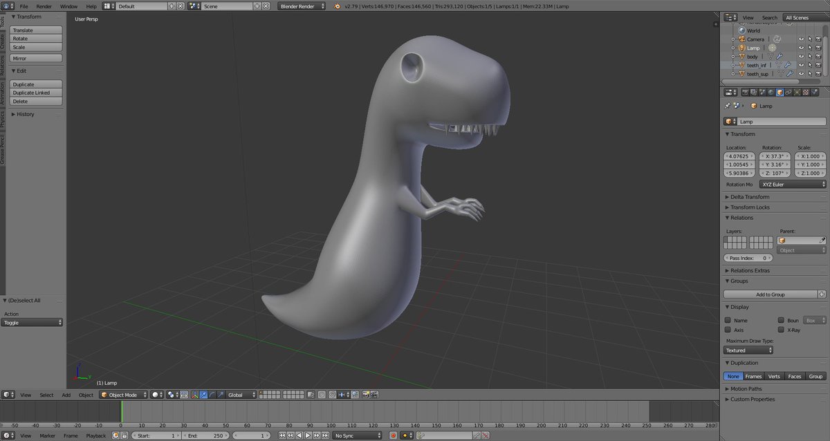 _florenst's tweet photo. My unfinished t-rex looks like a ghost. 👻

#Blender3d #3D #3DModeling https://t.co/HPeOYektDS