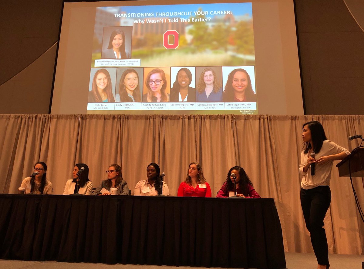 SabrenaNoria's tweet image. Rock-Star panel of current and future surgeons discussing how to navigate each stage of a surgical career ... so proud ... @OSUSurgery #OSUWIS18
