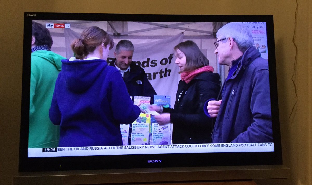 HelenJqRimmer's tweet photo. Wow, fantastic coverage of @mcrfoe campaign for #PlasticFree takeaways at Levenshulme market today, on national news! Great promotion for @levymarket and beautiful @reddylane local organic produce too https://t.co/tOs6zdIjzq