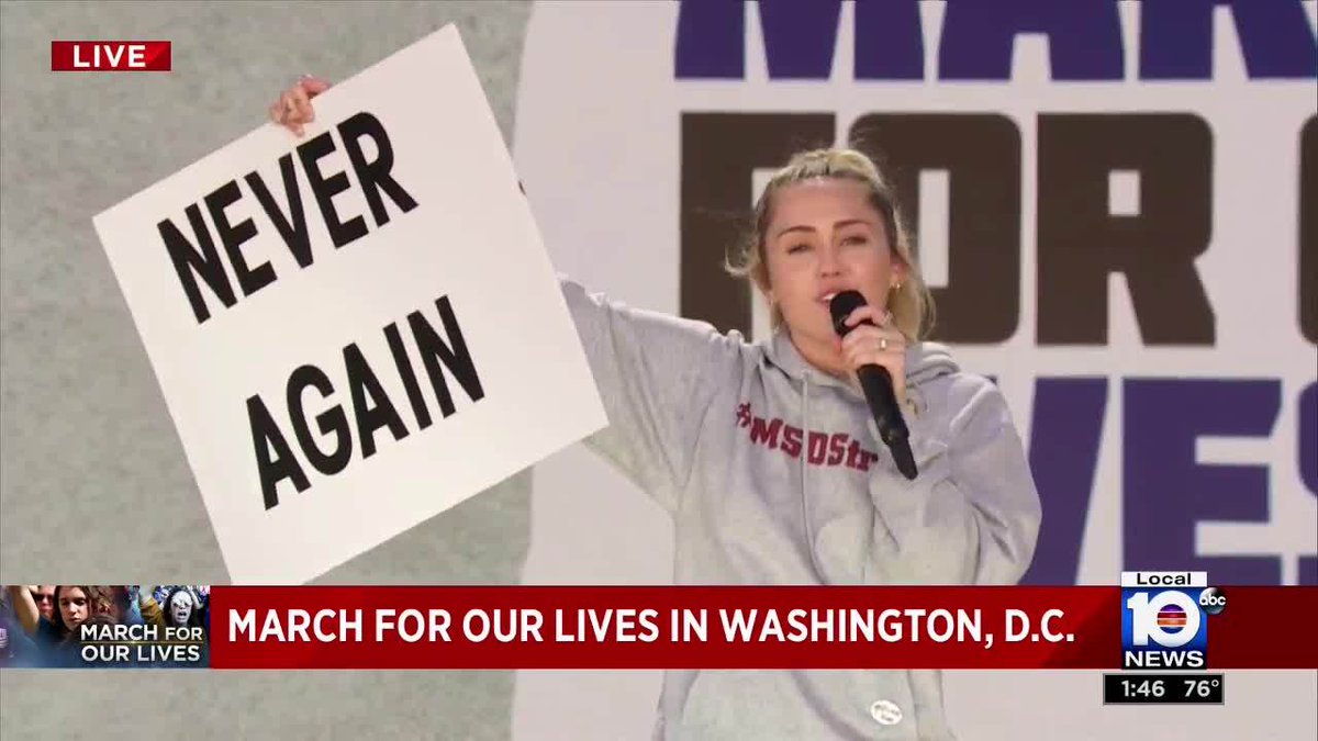 #MarchForOurLives in Washington: @MileyCyrus performs 'The Climb' bit.ly/2DRpI1q?utm_so… https://t.co/wIRo6C9ae3