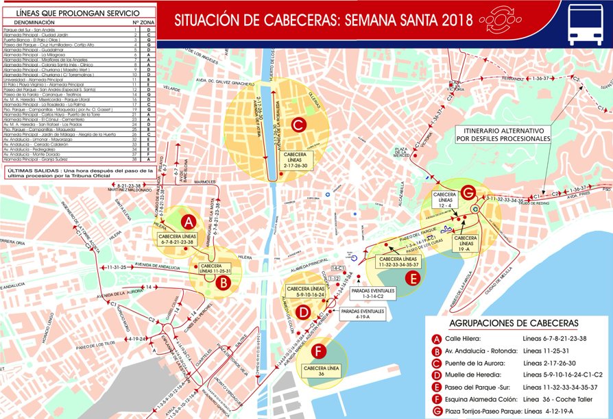 PCMalaga's tweet image. Cabeceras de autobuses @EMT_Malaga durante #SemanaSantaMLG 🚌