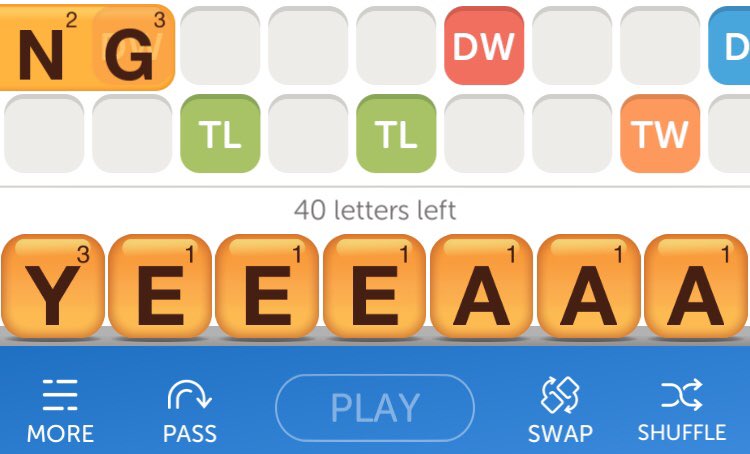 NotDynastyFrank's tweet photo. The feeling when you get to play all your letters in Words With Friends... #YEEEAAA https://t.co/bKLp2q3pWe