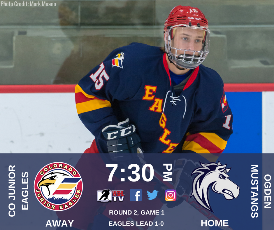 NoCoEaglesUSPHL's tweet photo. IT’S GAME DAY! The Eagles take on the Ogden Mustangs for the second game of Round 2. The Eagles lead the series 1-0 and are looking for another win to take the series!

Puck drops at 7:30pm!

#coloradojunioreagles #2013V2018 #YearV #playoffs #round2 #beatthemustangs https://t.co/ZfUpQQRQNp