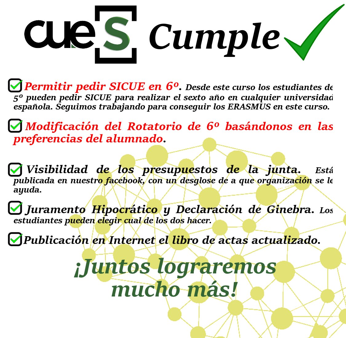 Por si no queréis entrar en facebook. #CUEScumple Foto2 #eleccionesjunta #programa2016