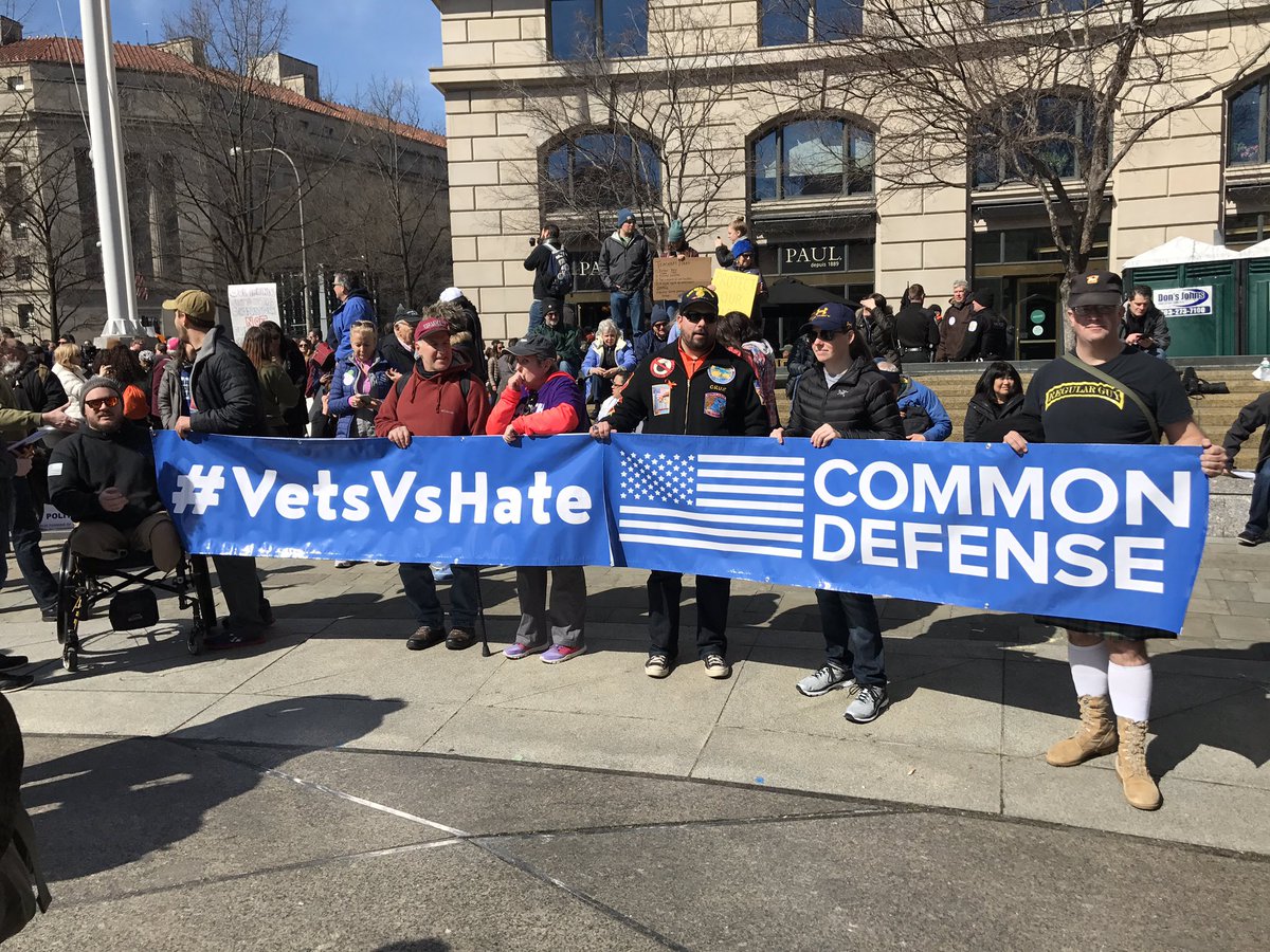 VeraMBergen's tweet image. Groups of military veterans organized themselves to join #MarchForOurLives all over the country. These guys in DC say their message to the kids marching today is "we've got your back."
