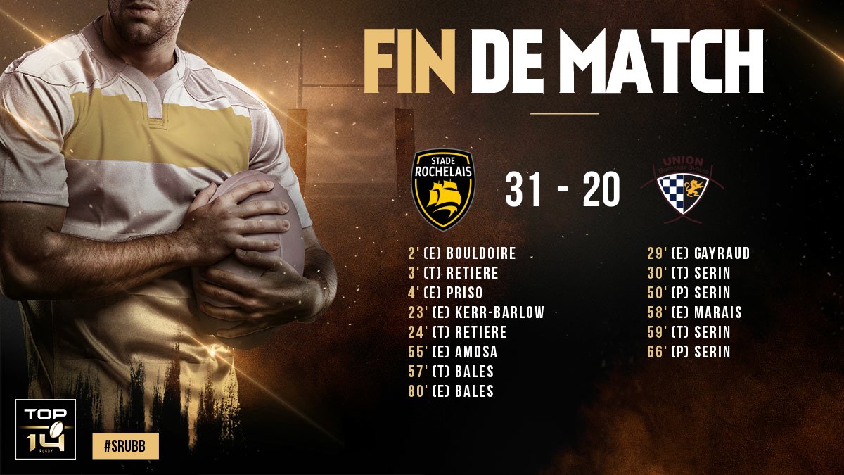 TOP 14 Rugby on Twitter "TOP14, J22 SRUBB Magnifique fin de match