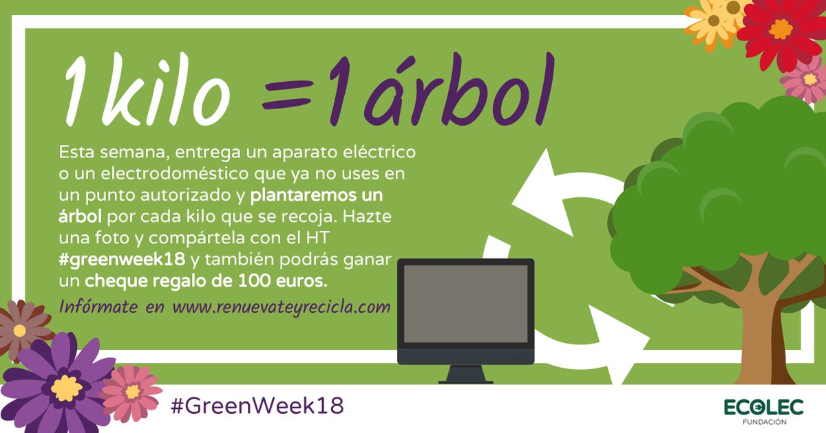 FundacionEcolec's tweet photo. Últimas hora de la #GreenWeek18. ¿Ya has depositado tus #RAEE en los puntos adheridos? ¡Ven y #RenuévateyRecicla! https://t.co/DtxGxt3cTa https://t.co/IQGaCZJlpB