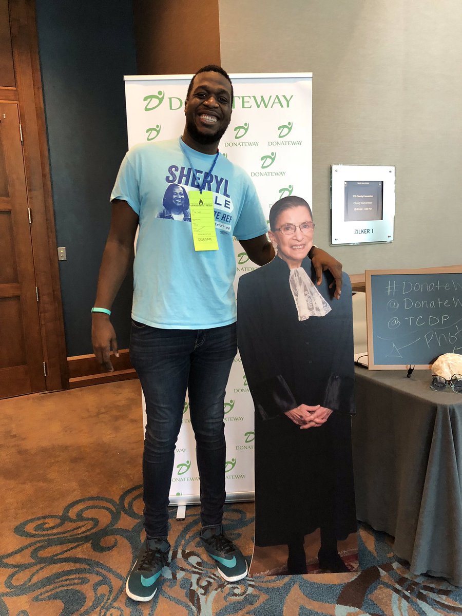 DonateWay's tweet photo. We're having a blast at the @TCDP Convention! Stop by to get a pic with RBG and learn how you can win a Yeti Rambler https://t.co/X1srzYmqUj