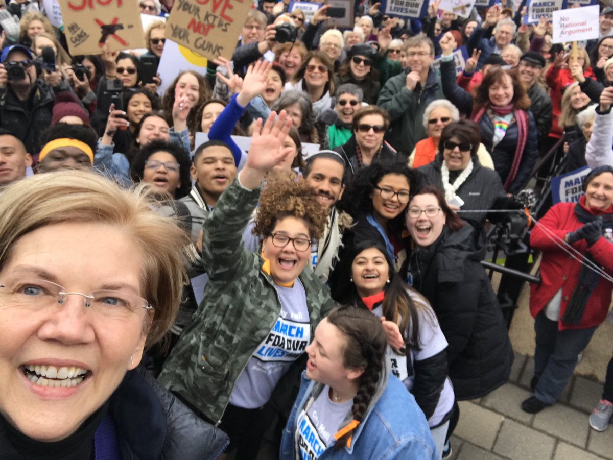 ewarren's tweet photo. These are the faces of the people in Worcester and all across the country who are fighting back and demanding change. I love it. #MarchForOurLives https://t.co/ldQAkOvIMB
