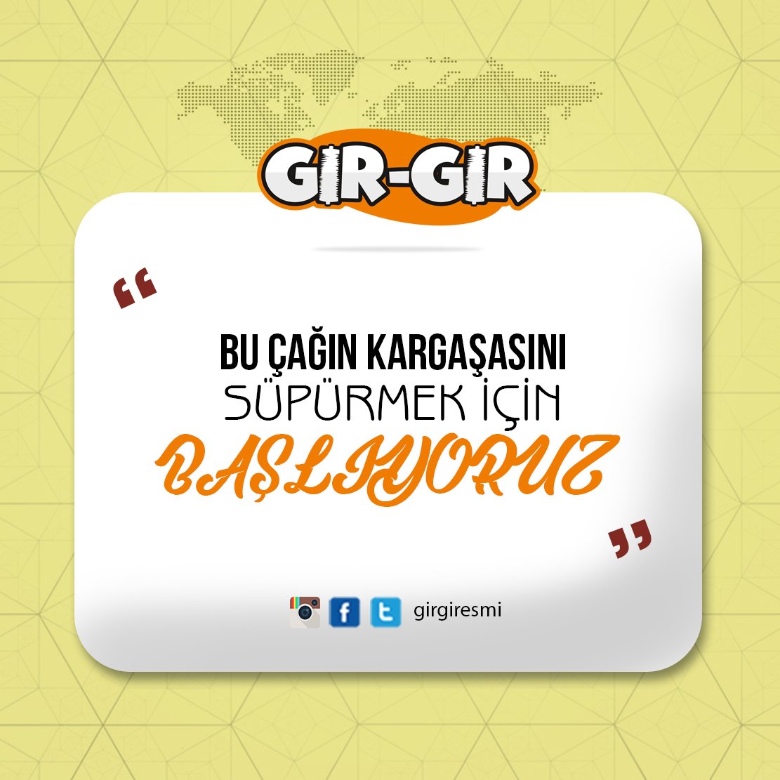 _yazganomer's tweet image. Bu çağın kargaşasını süpürmek için GIR-GIR başlıyor.
#GırGırlıyoruz

@girgiresmi
facebook.com/girgiresmi
instagram.com/girgiresmi
Youtube Kanalımız: goo.gl/WQN2fd