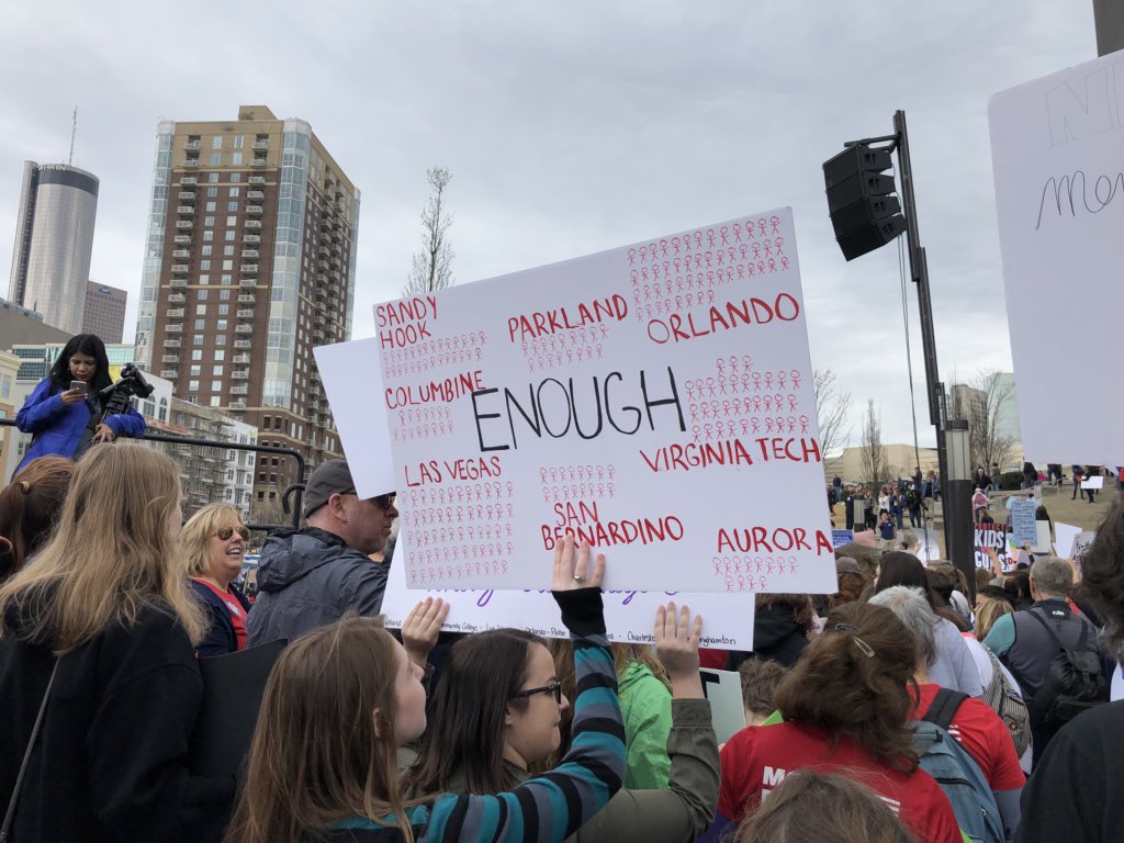 OutCryGeorgia's tweet photo. Heading to the Capitol #notonemore #marchforourlives #atlanta https://t.co/MfTr6aqAN6