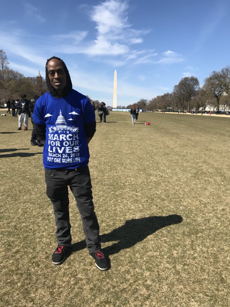 Gregory Davis is marching because his son was shot and killed at school at age 6. “This is for Marvin.” #MarchForOurLives