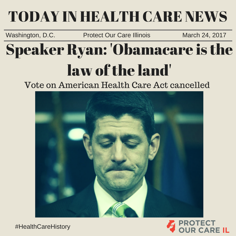 ProtectILCare's tweet photo. On this day last year, Speaker Ryan was forced to pull a vote on the American Health Care Act after a swell of public support to keep the ACA intact #HealthCareHistory #ILsaveACA #ProtectOurCare https://t.co/aGVupdDNtm
