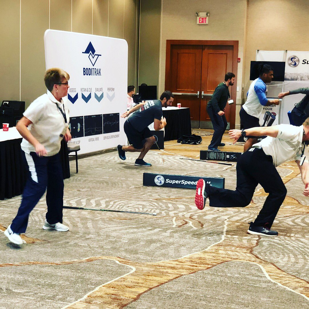 SuperSpeedGolf's tweet photo. Team SuperSpeed running the new @MyTPI level 1 certified pros through our dynamic warmup + speed clinics protocol. Many clubs/academies around the world are now running successful SuperSpeed 6 week speed w/their members. Let us know if you’re interested in learning more. #tpimco https://t.co/DoCdHNo2mh