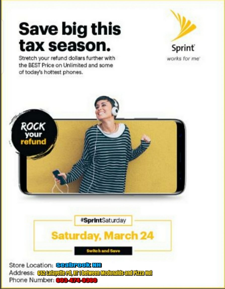 You didnt miss out, Our Sprint Store in Seabrook NH has 7 hours left for our great event. <a href="/christiansprint/">Christian Rowland</a> <a href="/DannyIsho/">Danny Isho</a> <a href="/SPG_EGALLANT/">Ernie Gallant</a> <a href="/sprintseabrook/">Sprint Seabrook</a> <a href="/ExpertsChoice/">UCR Sprint</a>