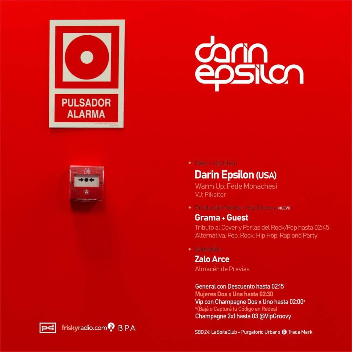 LaBoiteClub's tweet photo. DARIN EPSILON (USA). Warm Up: Fede Monachesi. Participá x 5 Pares de Vip con tu RT. 👉 https://t.co/QLwlyVLLm5