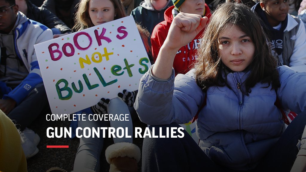 AP's tweet photo. 'We are the change.' Students flood streets across the US to press for more gun control. Read more of @AP's complete coverage of the March for Our Lives here: https://t.co/KJ5fPaXzFY https://t.co/F8HlIgSu3S