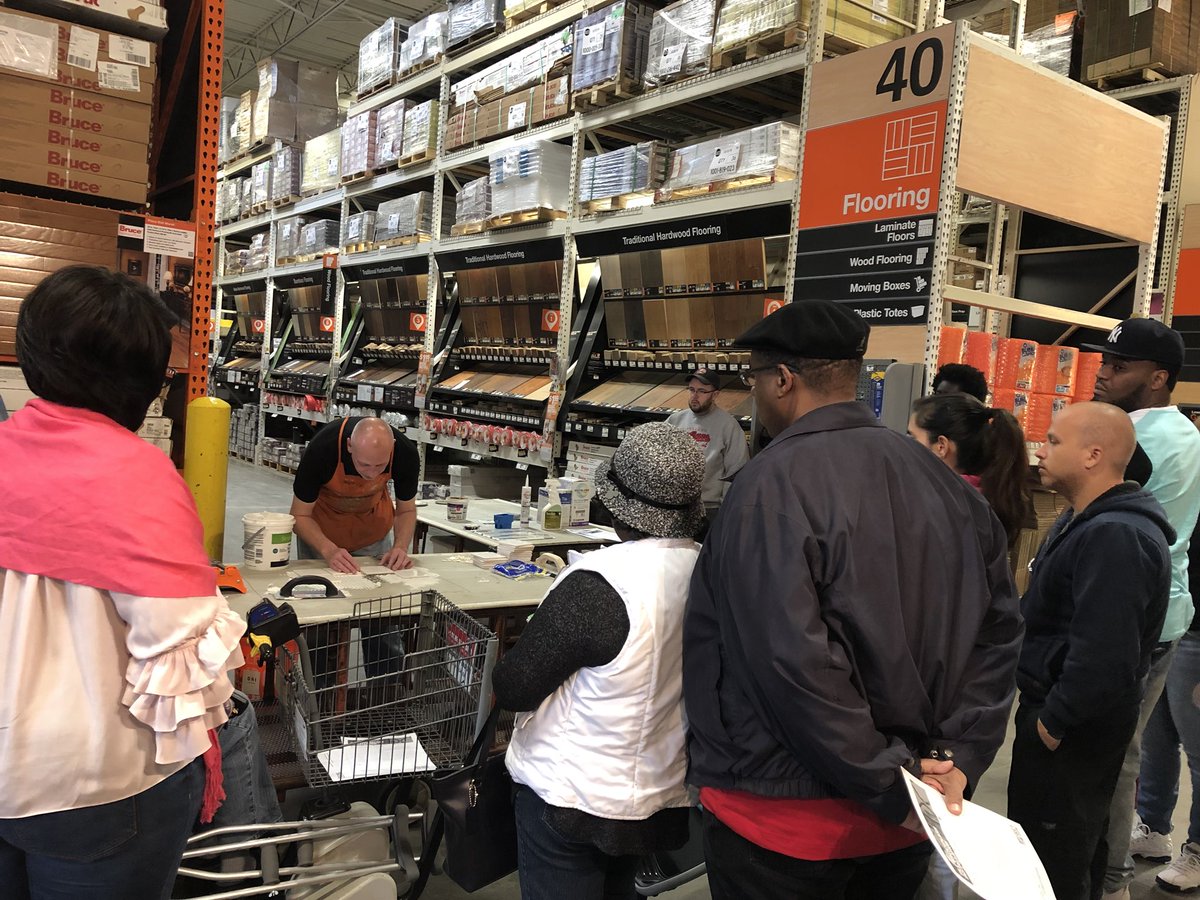 wilson_chelsy's tweet photo. Thank you to Scotty for teaching our how to install tile class! Customers are surely engaged! #OrangePromise #TileClass https://t.co/DstMsuqN2M