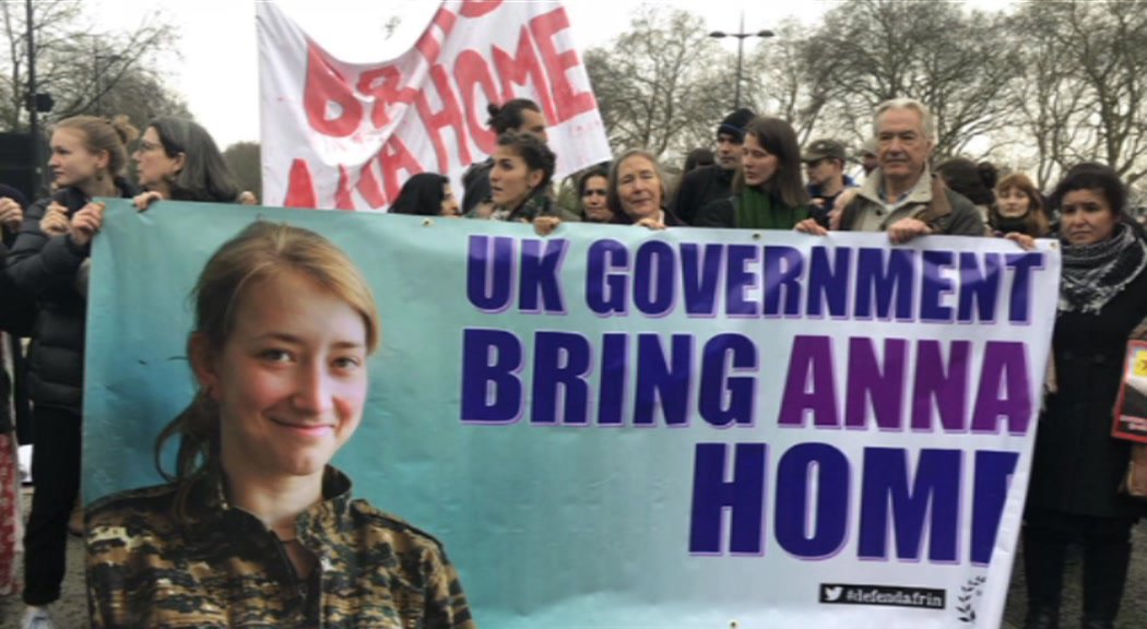 bbcsoutheast's tweet photo. Anna Campbell from #Lewes, who was killed fighting Islamic State in Syria, has been honoured at a #WorldAfrinDay march in London. https://t.co/k5yfuajRon