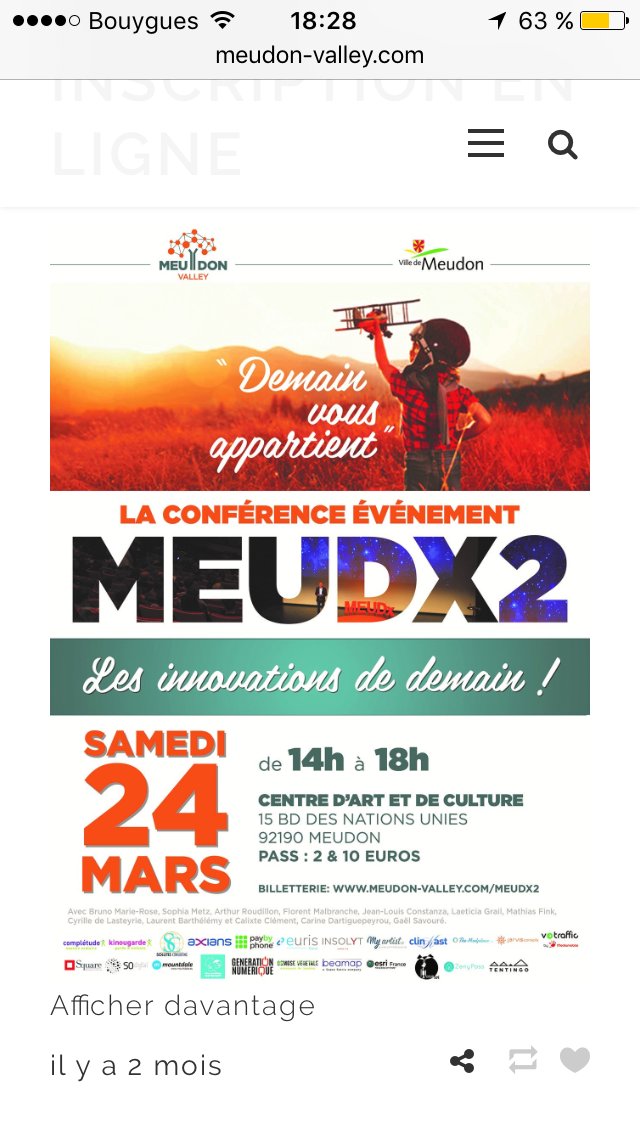 JMaireofficiel's tweet photo. Aux côtés des entrepreneurs et dirigeants meudonnais du numérique cet après-midi à l'occasion de l'événement #MEUDx2 organisé par @MeudonValley au Centre d'Art et de Culture de Meudon. Plus de 200 entreprises exposantes autour du thème  "Les innovations de demain" ! https://t.co/ZD3IhfpJoz