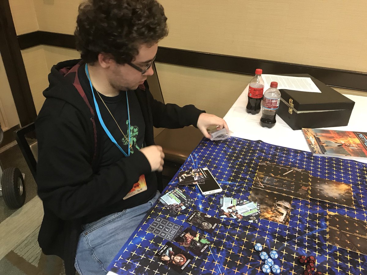 OFT_Official's tweet photo. Rakuana setting up his #Aetherium demo at #ROFcon2018 !!! Come on out and learn to play!!
#rofcon #ROFcon @AnvilEightGames https://t.co/n4UgaxhysC
