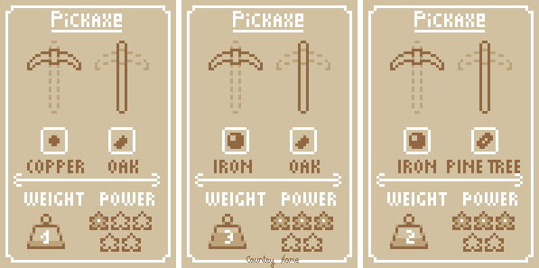 CountryHomeGame's tweet photo. In Country Home, each material has its own properties. Choose wisely if you want to be as efficient as possible! #screenshotsaturday #gamedev #indiedev https://t.co/ESFbY2g7Ah