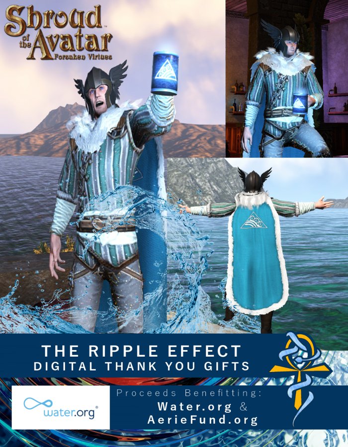 Join PapaZaph <a href="/Zaphrel/">Franz Savellano</a> now playing <a href="/ShroudofAvatar/">Shroud of the Avatar</a> for a cause at twitch.tv/aeriefund come check out the stream, donate and win cool prizes and make a difference to help support <a href="/Water/">Water.org</a>