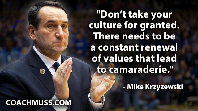 EricPMusselman's tweet photo. Coach K on culture. https://t.co/ottpz9oLQo