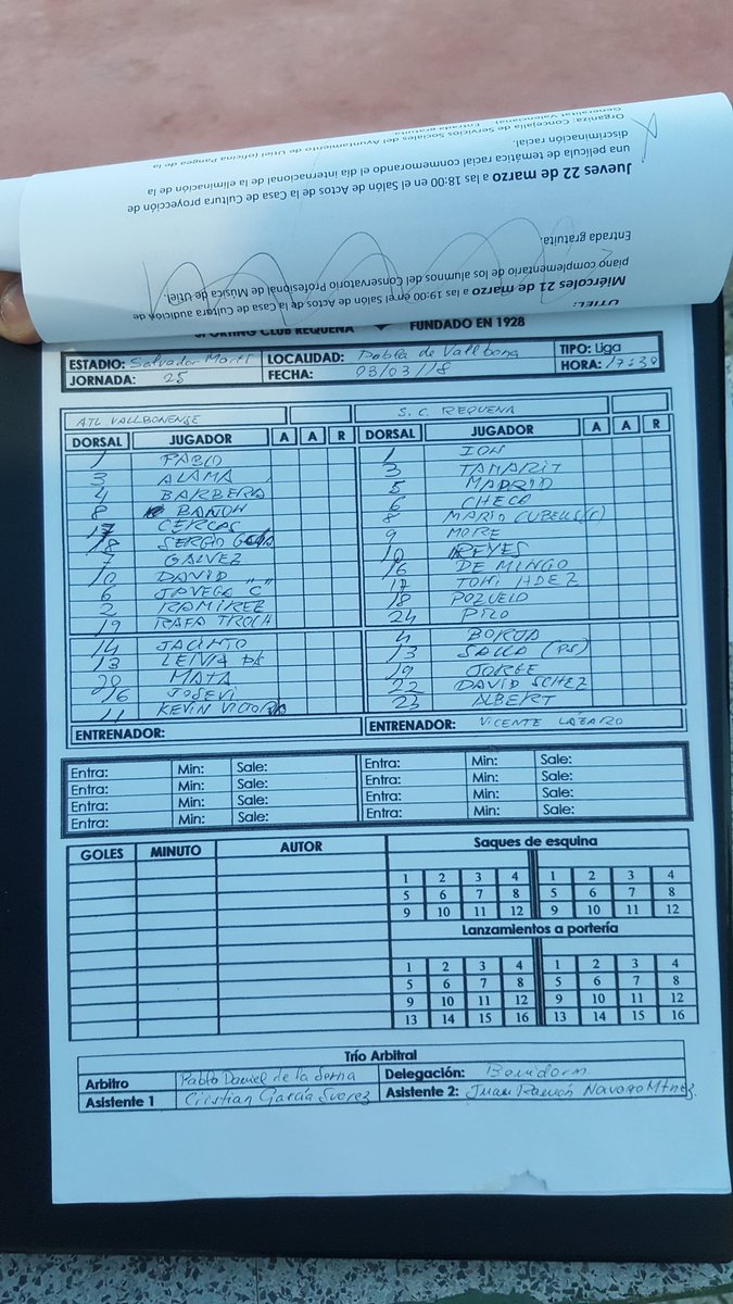 Alineaciones <a href="/DiscoboloAC/">Discóbolo-La Torre </a> vs <a href="/screquena1928/">S.C. Requena</a>