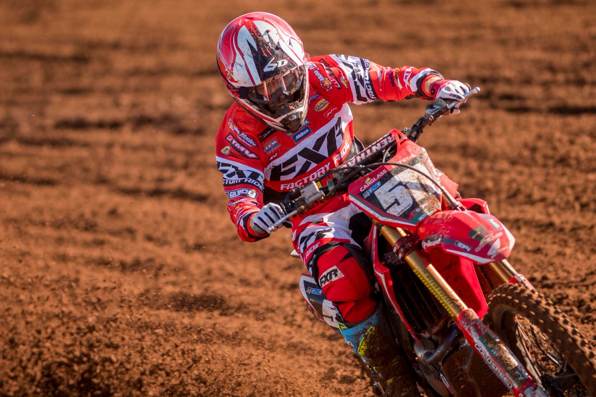 Congrats to Steven Clarke with a 4th in the first EMX250 moto of the season. Well positioned for a podium overall when racing resumes tomorrow morning. PC: <a href="/shotbyBavo/">Bavo Swijgers</a>
